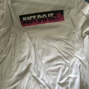 White T-Shirt with Pink and Black Graphic